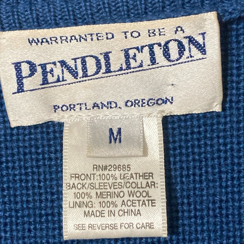 Pendleton Women's Size Medium Blue Leather Merino… - image 3